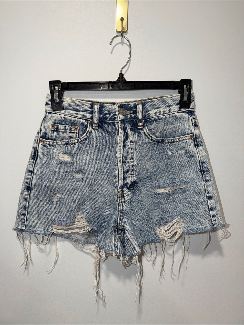 PACSUN 24 Ultra High Rise Vintage Wash Distressed Denim Jean Shorts